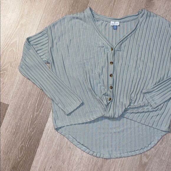 Yarn & Sea Ribbed Button Up Twist Front - Picture 2 of 6